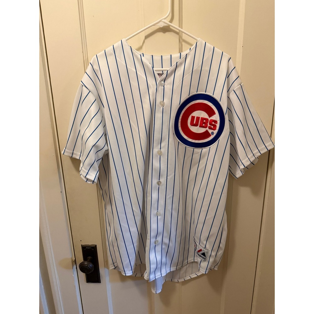 Majestic Chicago Cubs Kosuke Fukudome 1 Pinstripe Jersey Mens XL White MLB
